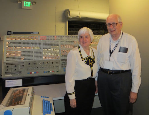 Lee and Melinda Varian before Princeton IBM 360/91 console at Living Computer Museum, April 2, 2013